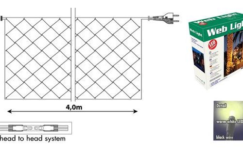 Tro- 033-038 Web Light 230V 400X200Cm 648 Led Ww Led Black Wire
