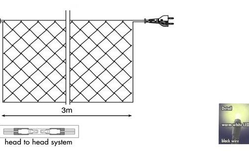 Tro- 033-048 Web Light 230V 300X300Cm 750 Led Ww Led Black Wire
