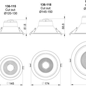 Tro- 136-118 Reflector DownLight Eco Tri-White Cut Out 145-150Mm 20W - Afbeelding 4