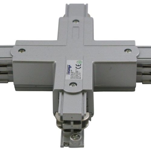 Tro- 169-009 3-Phase Track Silver X Shape Connector