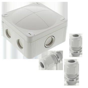 Kabeldoos Wiska  407-3  Grijs met 3 ESKV M20 wartels IP66 95x95mm