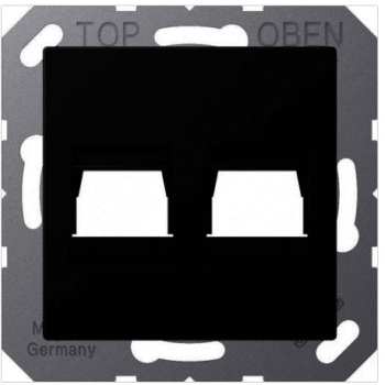 Jung LS990 Afdek Centraalpl 2Xrj45 Utp 8P8C A1569-2WESWM Grafietzwart