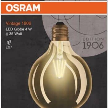 Osram Led Filament Globelamp 4-40W E27 125mm 824 Gold Vintage 1906