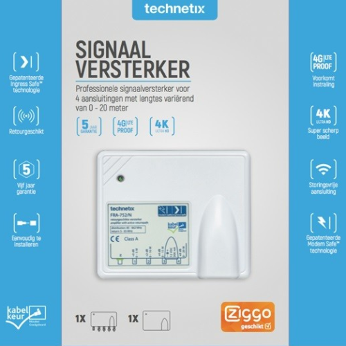 Technetix Coax FRA-752-S Signaalversterker FRA-752-X SHOP 11201410