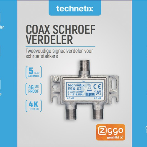 Technetix Coax ESX-02-S Coax Schroefverdeler Splitter SHOP 11200301
