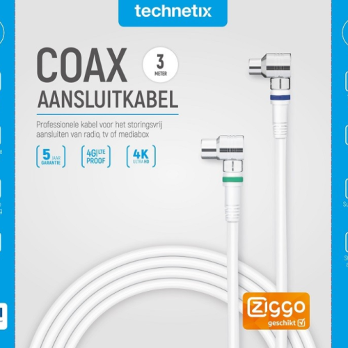Technetix Coax RLA++21-3-S Aansluitkabel 3.0M HAAKS SHOP 11201520