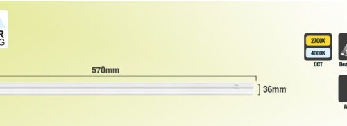 Integral Led Opb. Arm Slimline 8W. 57cm 2700/4000K Switch No-dim