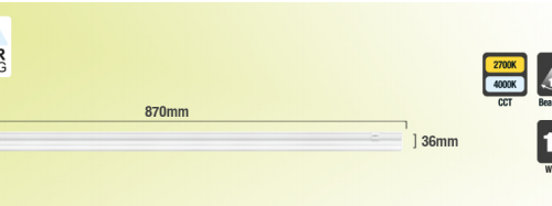 Integral Led Opb. Arm Slimline 12W 87cm 2700/4000K Switch No-dim