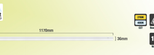 Integral Led Opb. Arm Slimline 16W 117cm 2700/4000K Switch No-dim