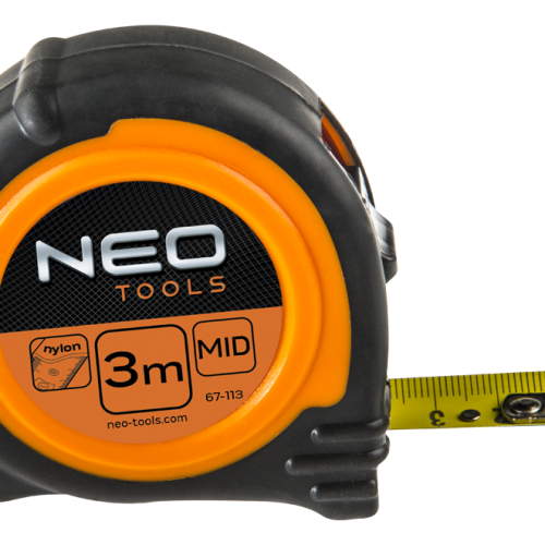 NEO Gereedschap Rolmaat 3mtr, Magn Nylon Gecoat 19mm Breedte Rubber