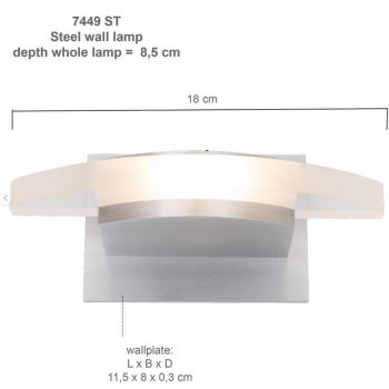 Steinhauer Wandlamp 7449ST modern Humilus LED Geb. staal 1x5W 8x8cm