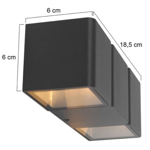 Stein- Buiten Wand 1501ZW Jax 2-L. Led 2x3w 2700K 18.5x6x6