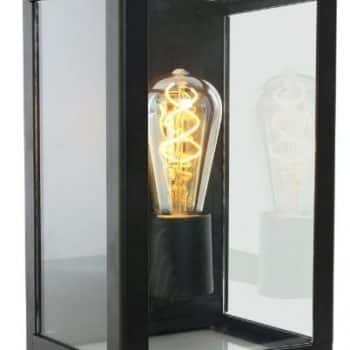 Steinhauer Buitenlamp Wand Boas 1508ZW 1xE27  Met glas Zwart 28x18x17