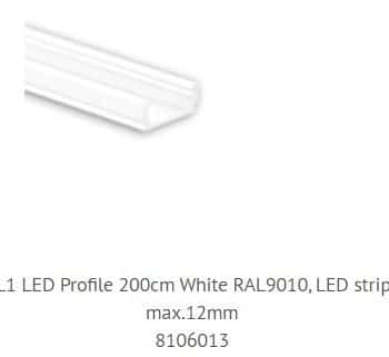 Tro- Led Profiel PL1 200cm Wit max 12mm ledstrip 16.80x5.91mm 8106013