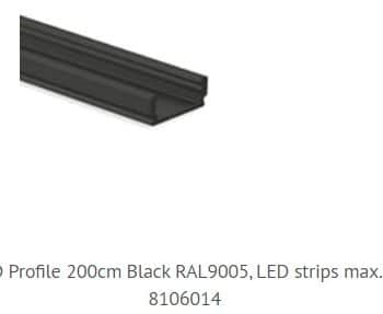 Tro- Led Profiel PL1 200cm Zwart max12mm ledstrip 16.80x5.91mm 8106014