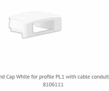 Tro- Led Profiel PL1 Eindkap met kabeldoorvoer  Wit E1 8106111