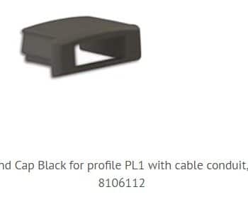 Tro- Led Profiel PL1 Eindkap met kabeldoorvoer  Zwart E1 8106112
