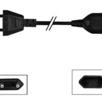 Greenline Eurosnoer Verlengleiding 5.0Mtr 2x0.75Mm Zwart Euroverlengkabel