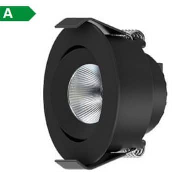 Interlight LED Camicro Downlight Zwart kantelbaar dimbaar 4W. 45Gr 2700K 230L IP44