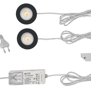 Interlight LED Cabiled Meubelspot dimbaar SET 2x4W 2.700K Zwart Ip44 - Afbeelding 3