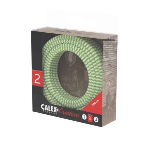 Calex Kabel 940280 Textiel 2X075Mm2 3M Limoen/Wit Max.250V-60W - Afbeelding 3