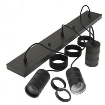 Calex Multi Cordset Snoerpendel 3x E27 2mtr Zwart Recht 700mm 965246