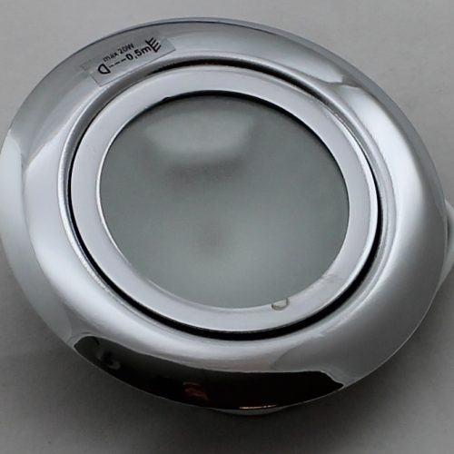 Meubelspot Halogeenlamp Inbouwspot 12V 10W G4. Chroom Gat 60Mm Matglas 73x21Mm