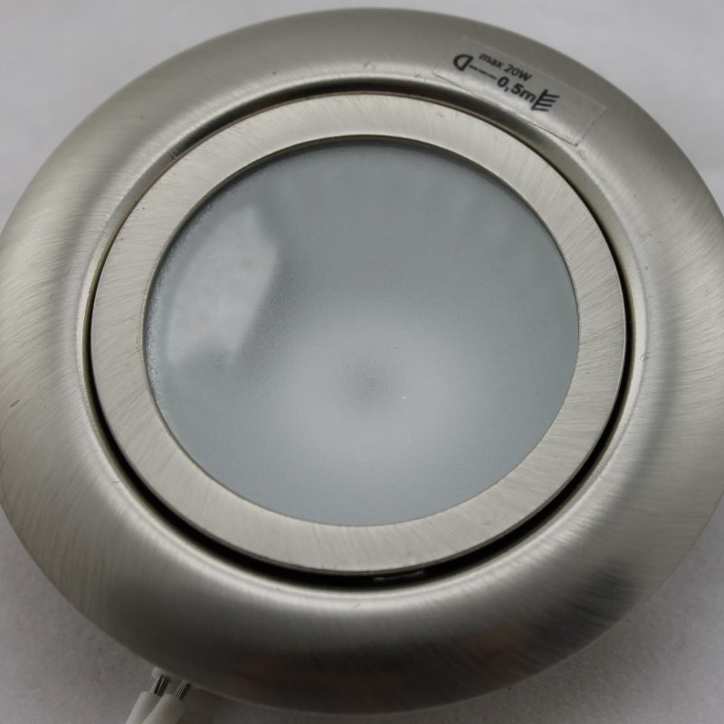 Meubelspot Halogeenlamp Inbouwspot 12V 10W G4. Geschuurd Chroom Gat 60Mm Matglas 7