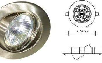 Oscaluz Focus Uni Inbouwspot 35Mm Wentel Kantelbaar Geschuurd Chroom 2.11.0549 gatmaat 57mm.