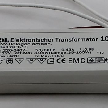 Halogeen Trafo Mz-Et105 35-105V 12V Lowbudget NoDim 120*52*28