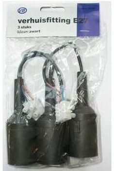 Verhuisfitting Lamphouder E27 Zwart Per 3Stuks Verpakt
