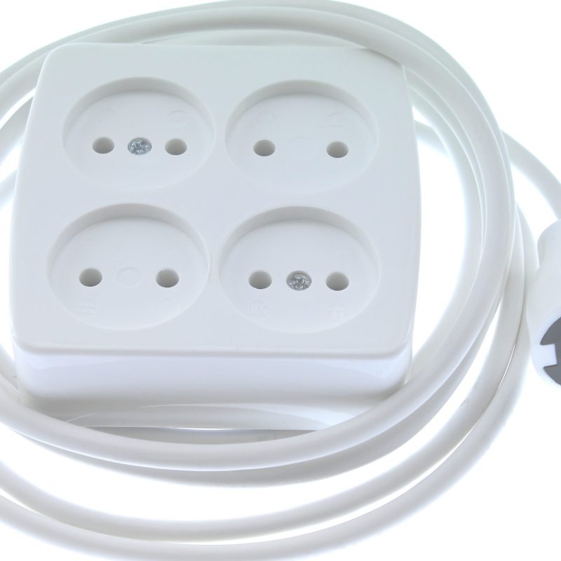 Tafelcontactdoos Tcd 4-Voudig 3.0Mtr Snoer Vierkant Wit