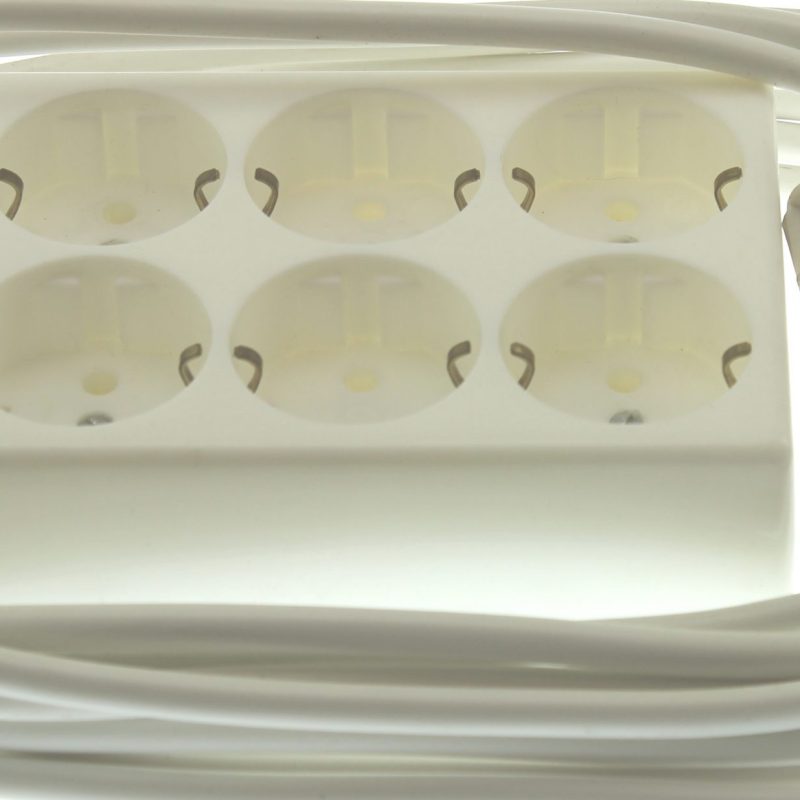 Kaiser Tafelcontactdoos Tcd 6-Voudig 3x1.0Mm Ra 5.0Mtr Snoer Lang Wit