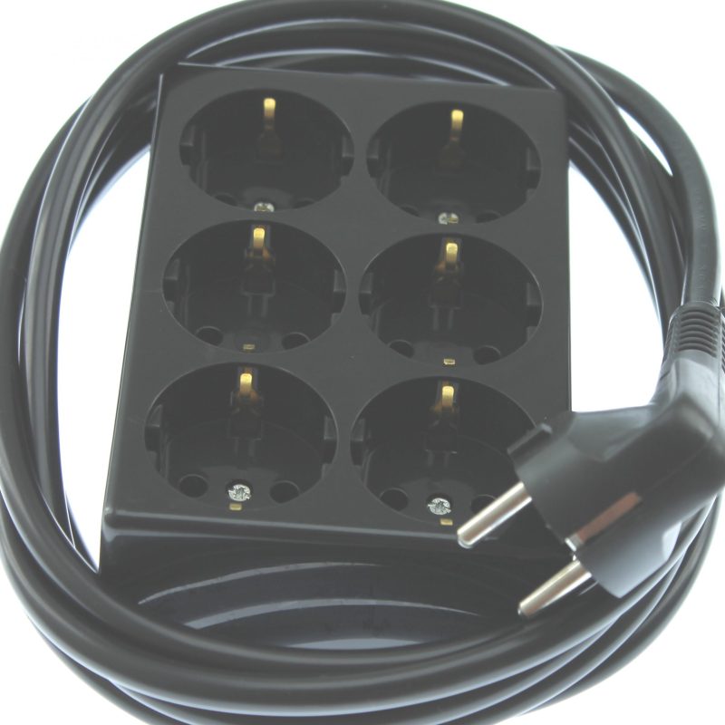 Kaiser Tafelcontactdoos Tcd 6-Voudig 3x1.0Mm Ra 3.0Mtr Snoer Lang 526 Zwart