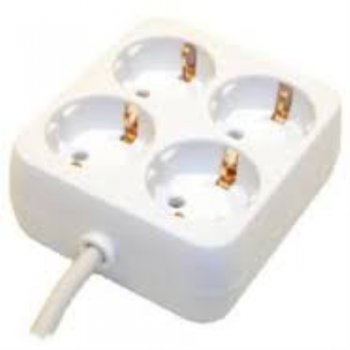 Kaiser Tafelcontactdoos Tcd 4-Voudig 3x1.0Mm Ra 3.0Mtr Snoer Vierkant 536 Wit