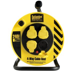 Defender Kabelhaspel 25Mtr Met Beveiliging H07Rn 3x1.5Mm Neopreen Snoerhaspel