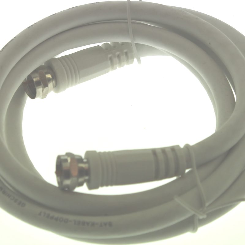 Coaxkabel 1.50Mtr F-Connector F-Male Naar F-Female 2xrechte Plug Wit