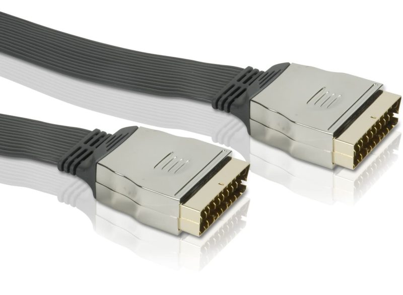 Scart Kabel 1.50Mtr Male Naar Male Platte Kabel Goud