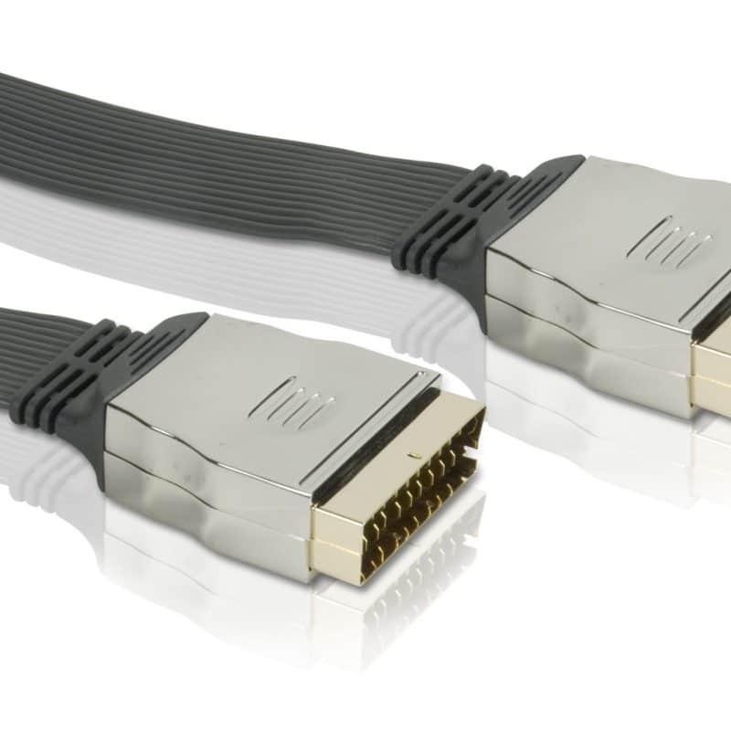 Scart Kabel 10.0Mtr Male Naar Male Platte Kabel Goud