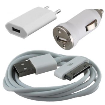 A-Dapt T004 Apple Oplaadset Iphone 12V en 220V Naar Usb Laadsnoer 30-Pins
