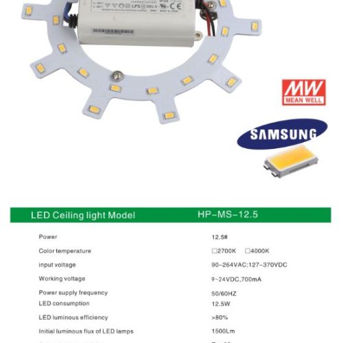 Bmc Led Magneetplaat Rond 12.5W 2700K 1341Lumen 162x9Mm
