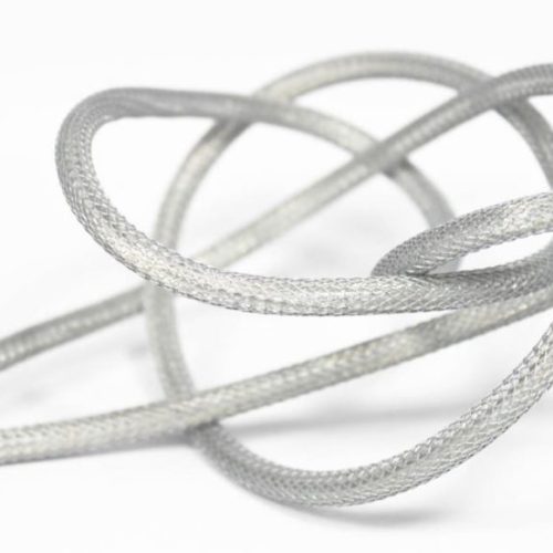 Vmvs T-05S Omvlochten Stof 2X0.75Mm Thin Silver Cloud  L=3meter Transp