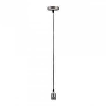 Paulm 503-22 Stoere Pendel E27 2-0 mtr kabel stof Grijs Fitting Nikkel