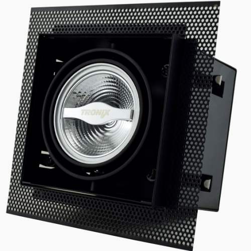 Tro- Uni Inb. Spot Vierkant Trimless Zwart 1x AR70 210x110x100 148-050