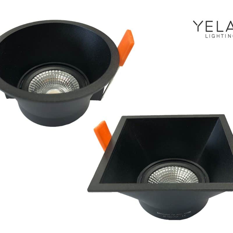 Yela- Louvre Inb. Spot Led Vier Zwart 7W Dim 700L DTW 60Gr 10x10 Ip44