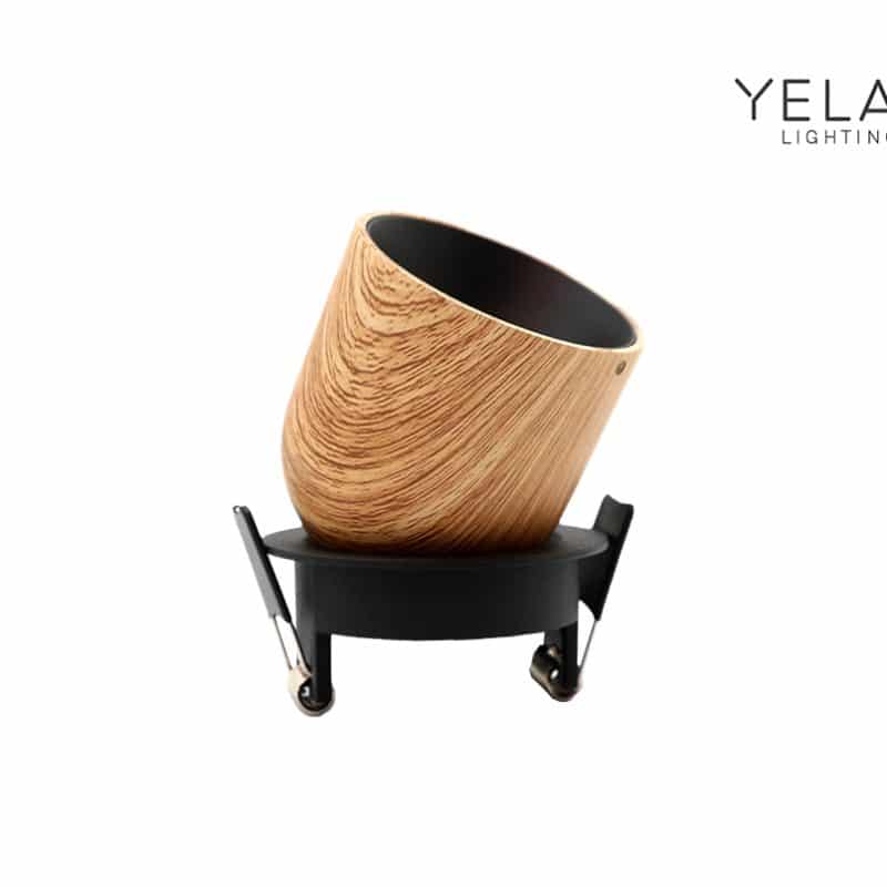 Yela- Jade Cilinder Inb. Spot Led Hout/zwart 8W Dim 36Gr 78(70mm) DTW