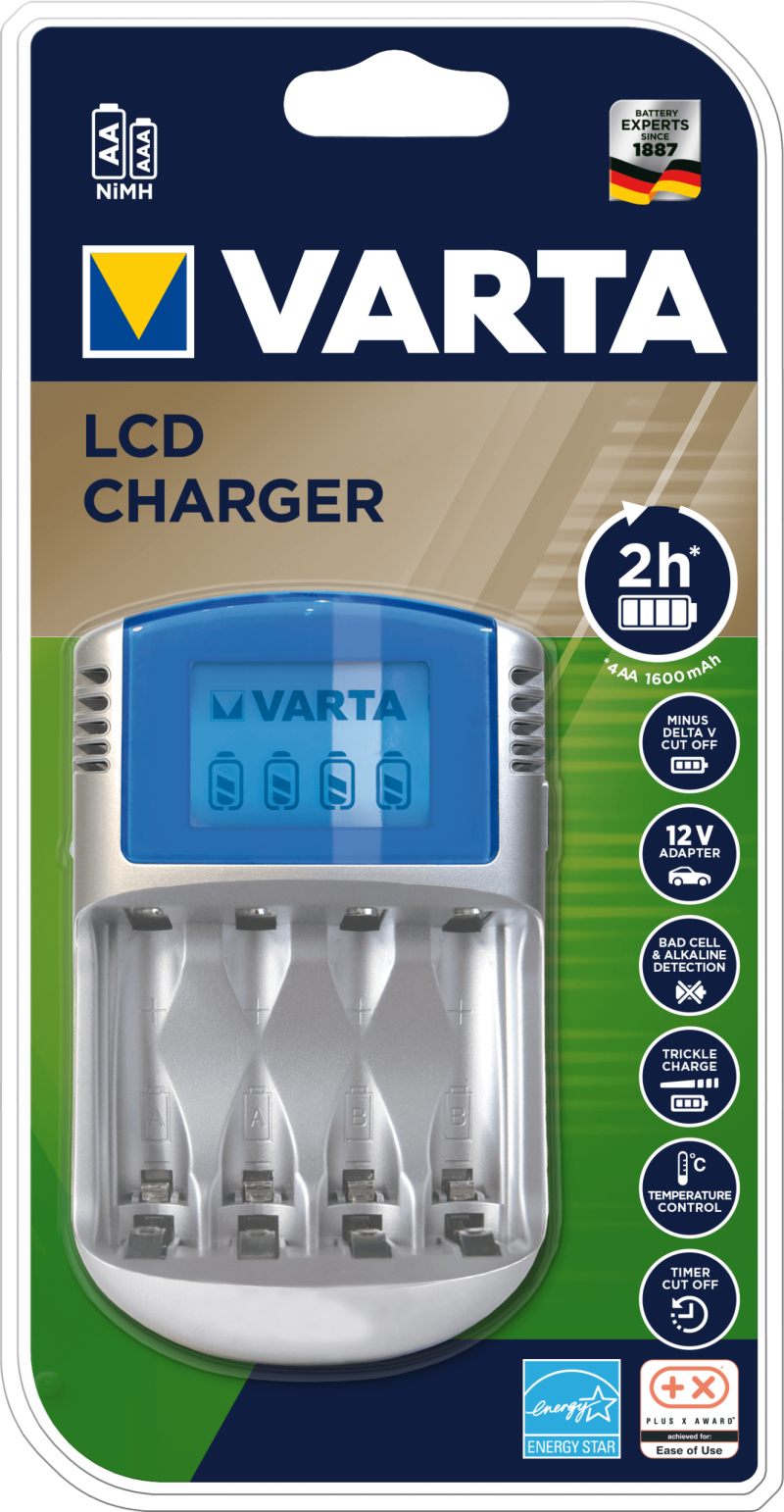 Varta 57070 Batterijlader Aa- Aaa incl display incl 12V auto-adapter