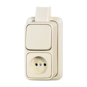 ABB Busch-Jaeger Opbouw Combi Wcd Wissel Crème 2601 6 2300Ap 1642-0-0157