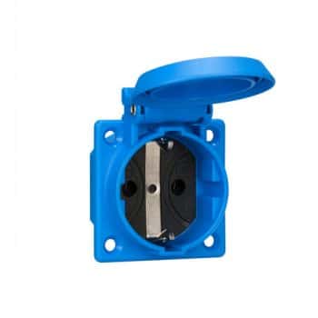 ABL Inbouw Contactdoos Met Klep 2Polig + Aarde Blauw 1361.150