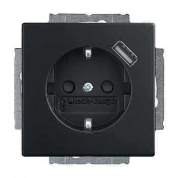 Busch/J Future Linear WCD Ra 1-V Kv Met Usb Mat Zwart 20 EUCBUSB-885